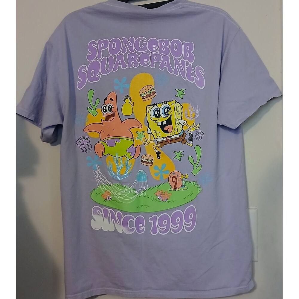 Nickelodeon SpongeBob SquarePants Graphic T Shirt Women's M Purple 1999 Tee